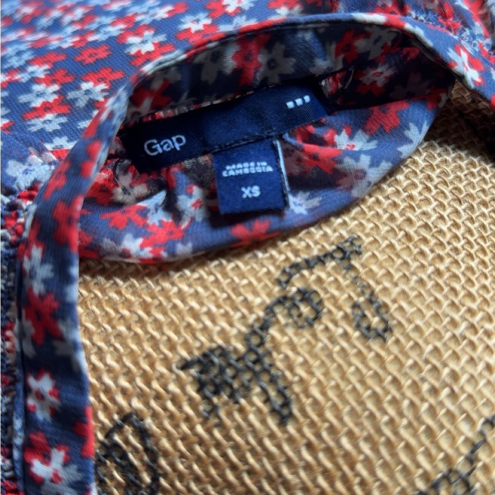 GAP Red and Blue Floral Long Sleeve Dress - Picture 4 of 4